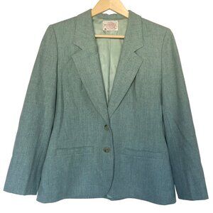 Vintage 80's Pendleton Classic Seafoam Green 100% Virgin Wool Blazer | Size 10